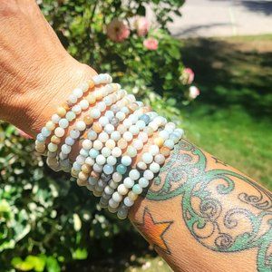 Amazonite Gemstone Bracelets, Set of 5